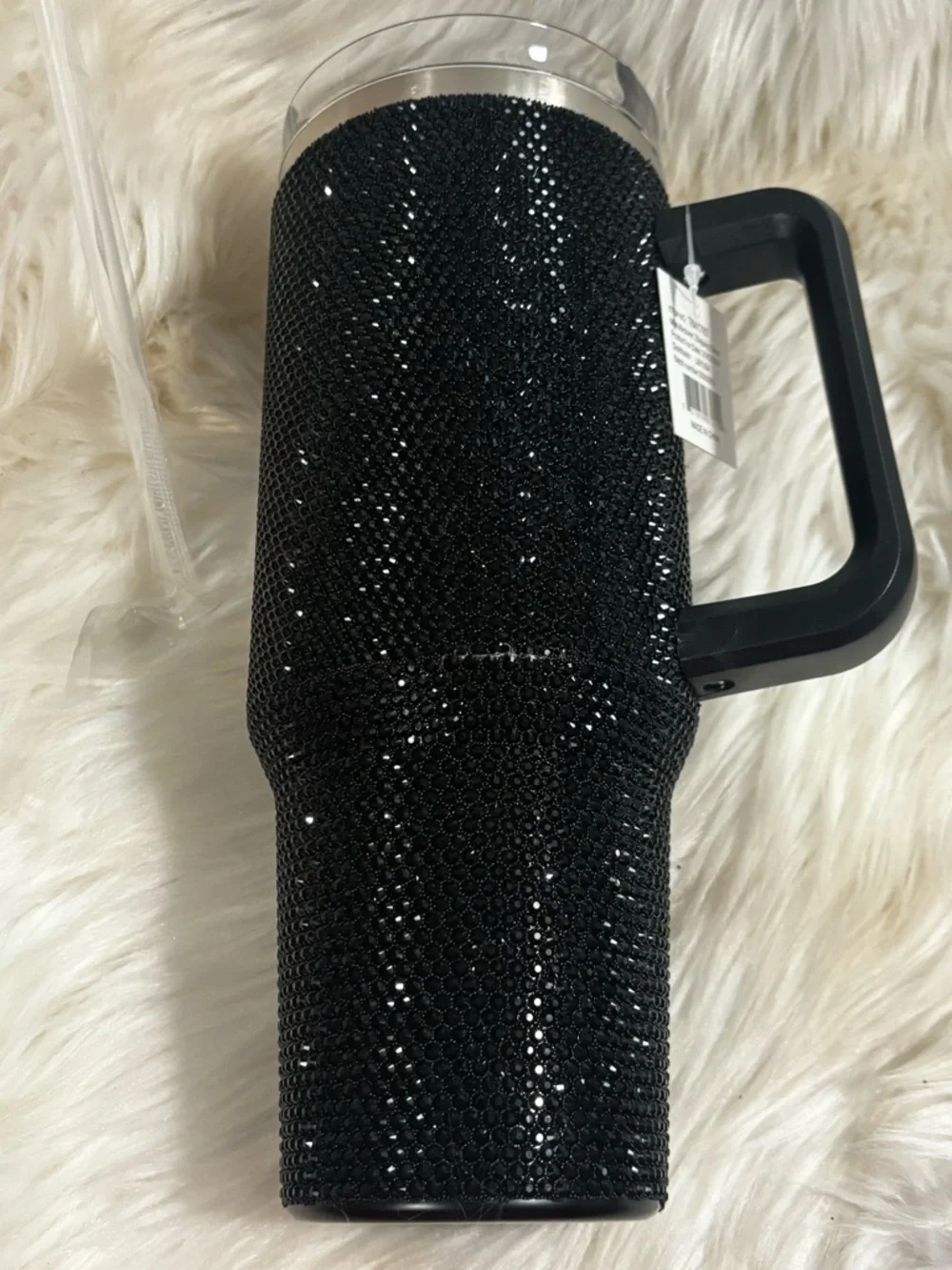 Black Rhinestone Bling Travel Tumbler with Handle 40 oz